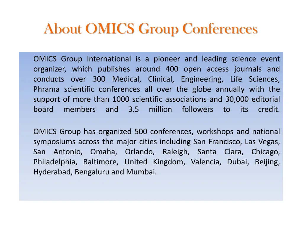 about omics group conferences