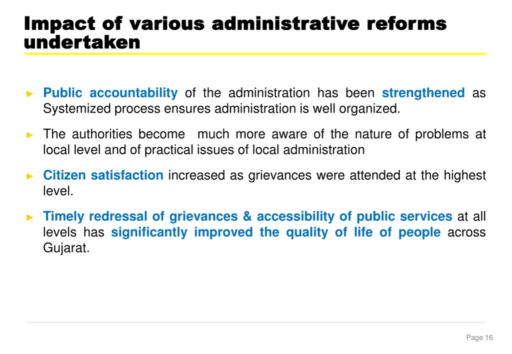 impact of various administrative reforms impact