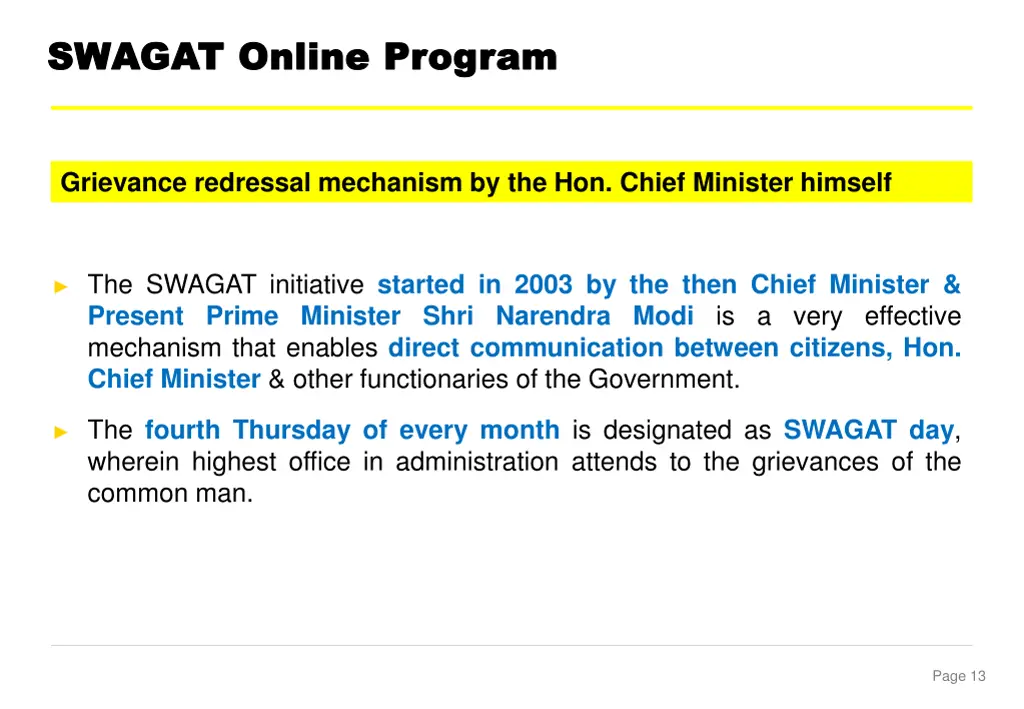swagat online program swagat online program