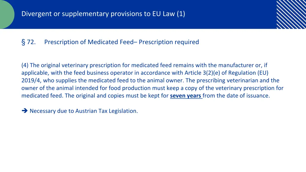 divergent or supplementary provisions to eu law 1