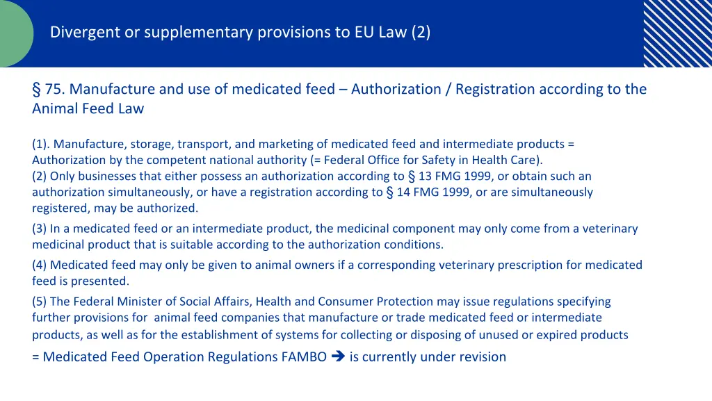 divergent or supplementary provisions to eu law 2
