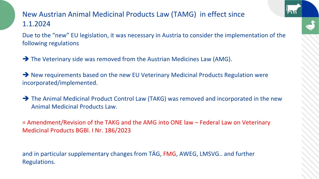 new austrian animal medicinal products law tamg