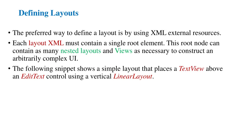 defining layouts