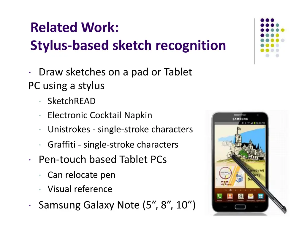 related work stylus based sketch recognition
