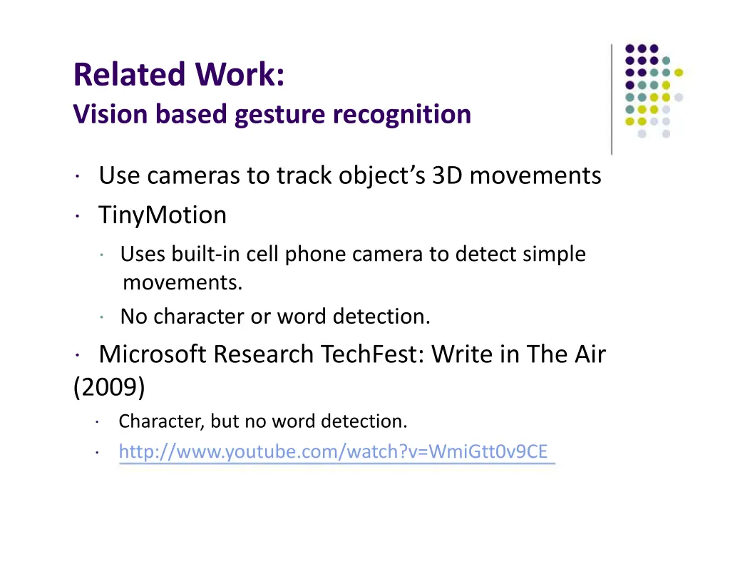 related work vision based gesture recognition