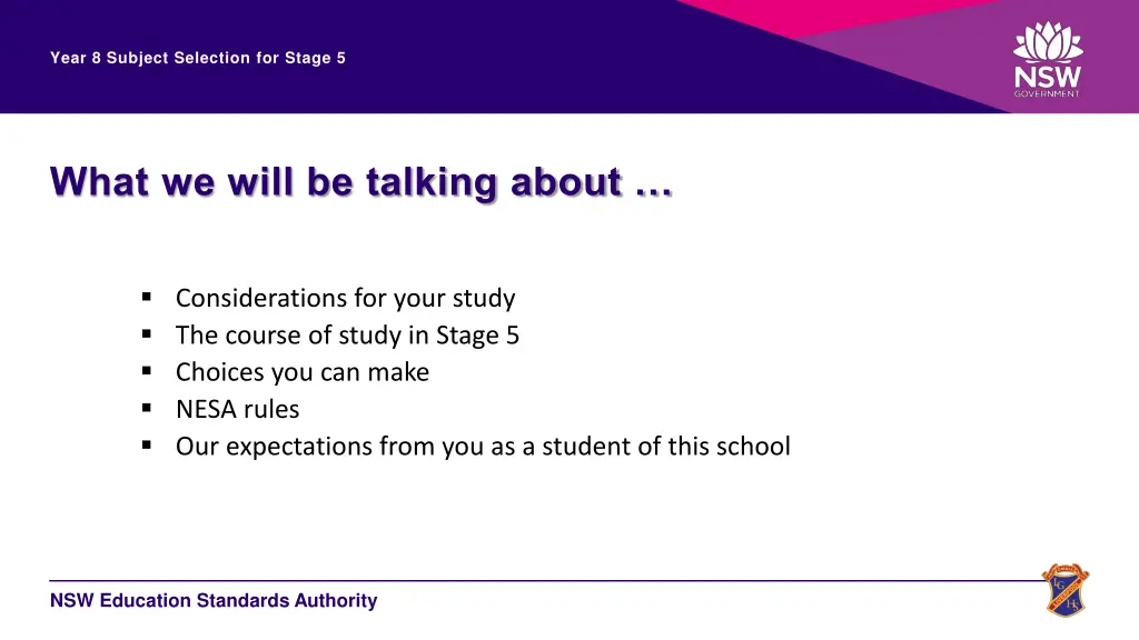 year 8 subject selection for stage 5 1