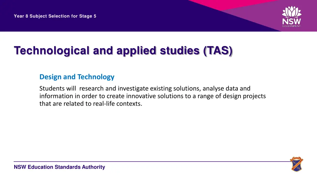 year 8 subject selection for stage 5 25