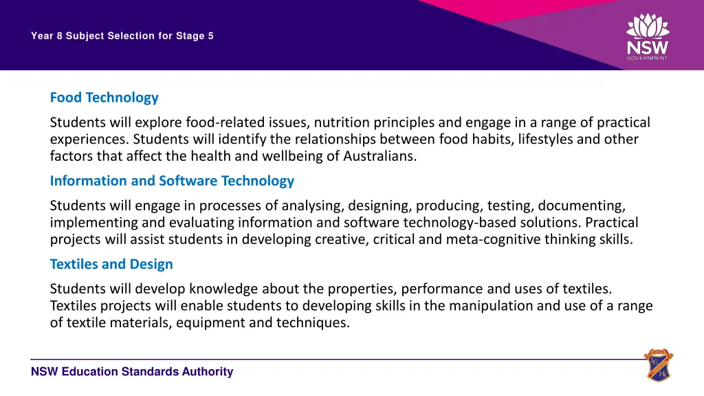 year 8 subject selection for stage 5 26
