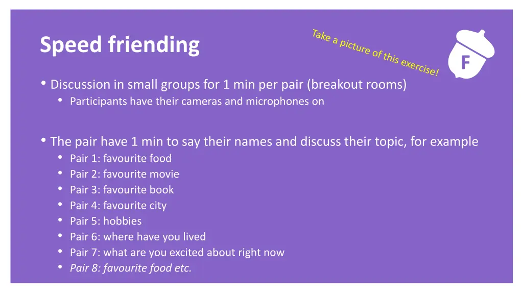 exercise speed friending