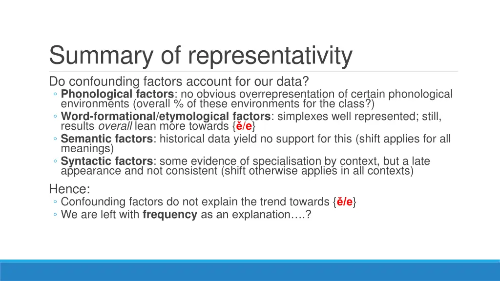 summary of representativity do confounding