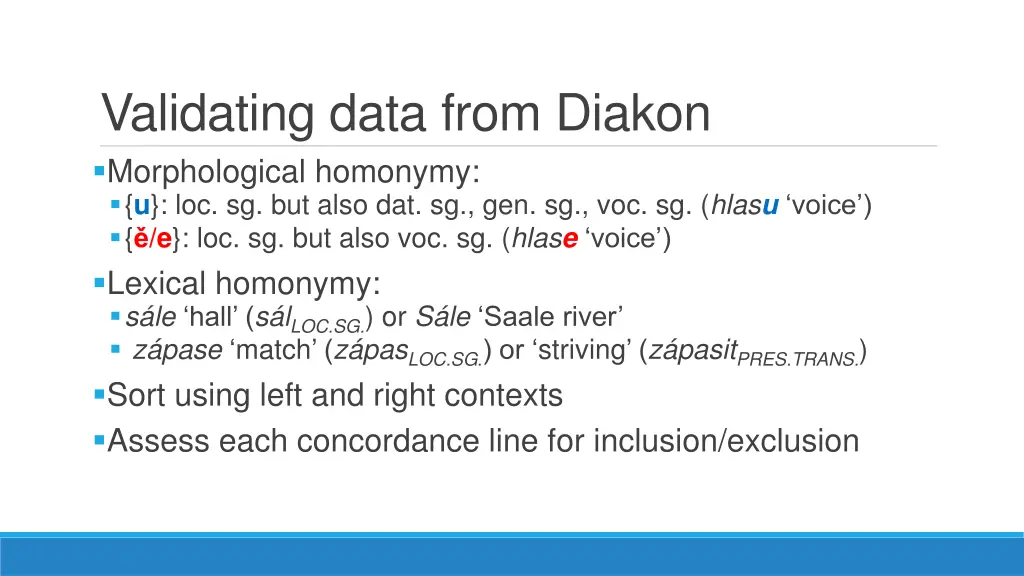 validating data from diakon morphological