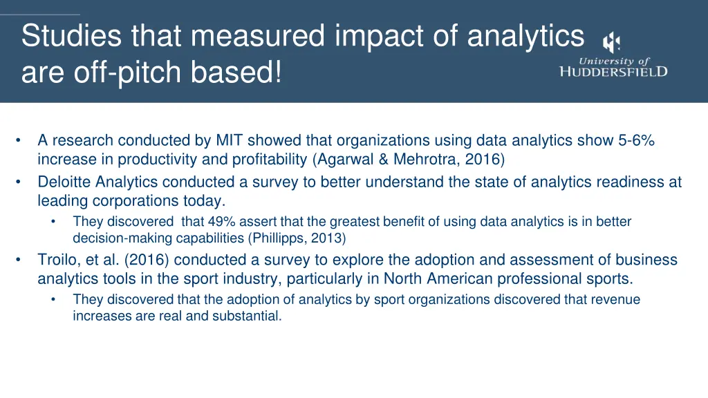 studies that measured impact of analytics