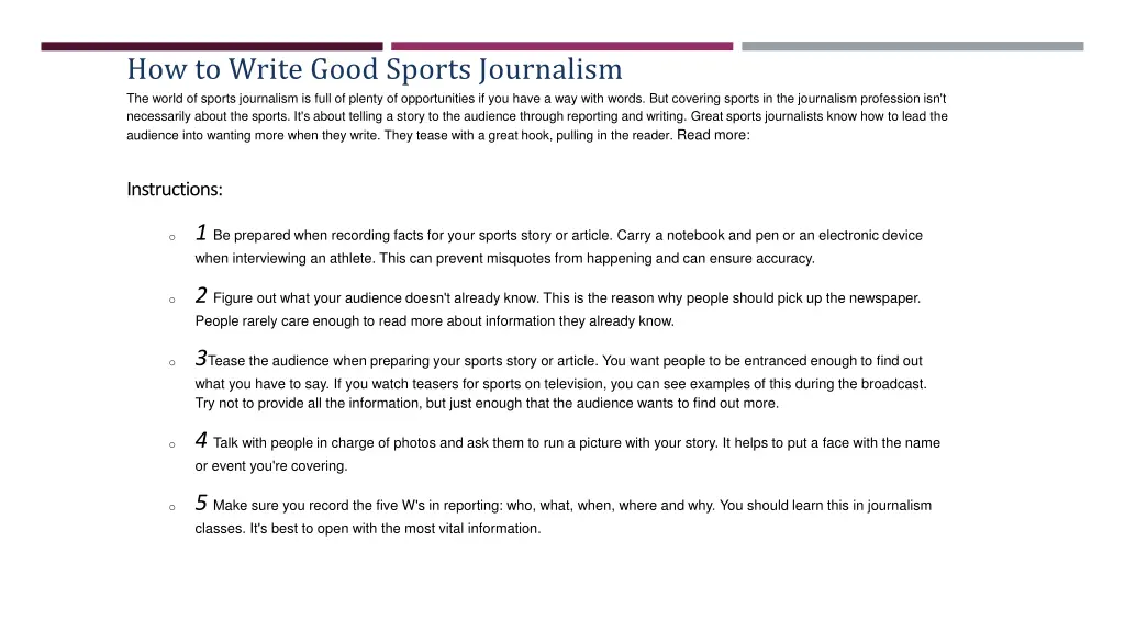 how to write good sports journalism the world