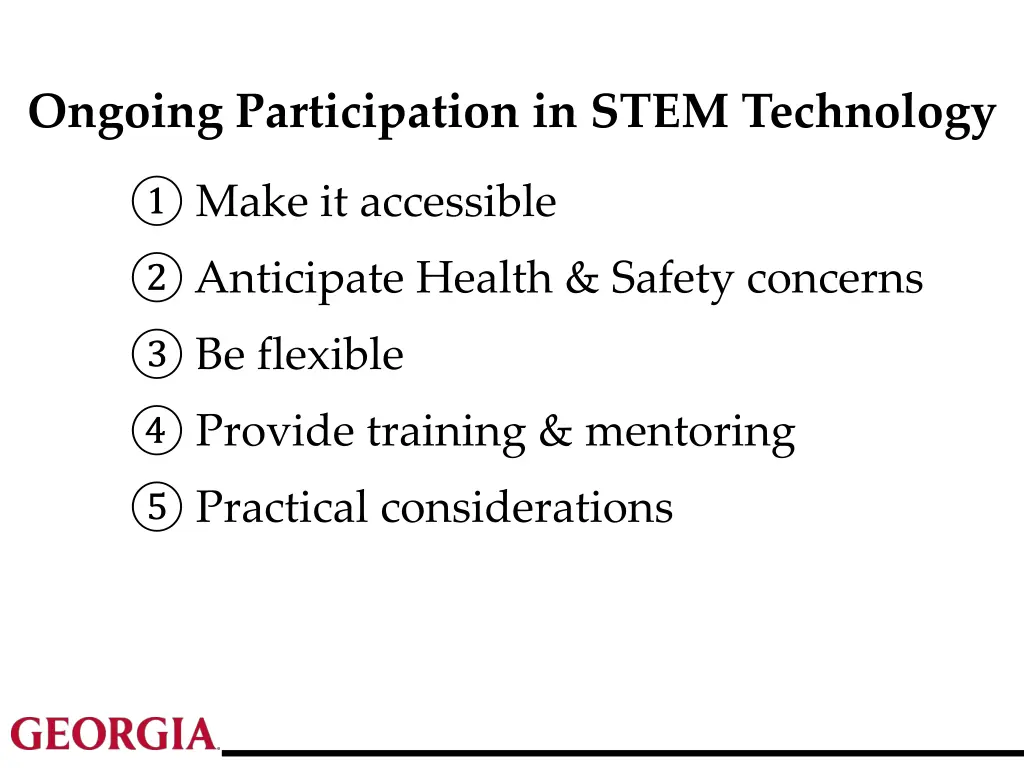 ongoing participation in stem technology