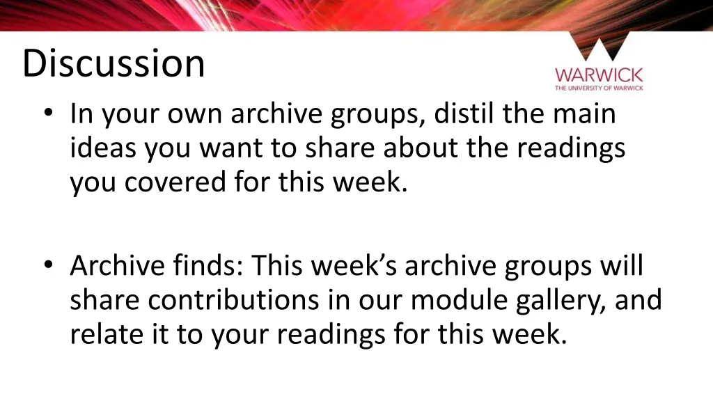 discussion in your own archive groups distil