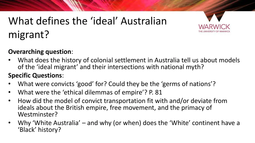 what defines the ideal australian migrant