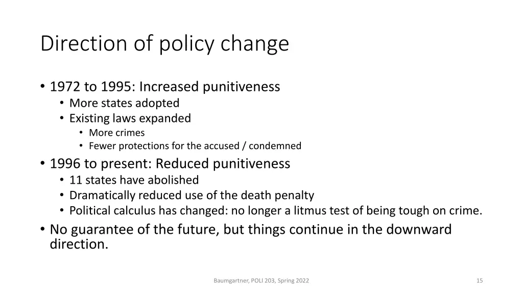 direction of policy change