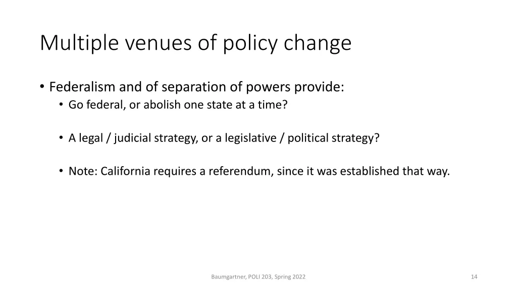 multiple venues of policy change