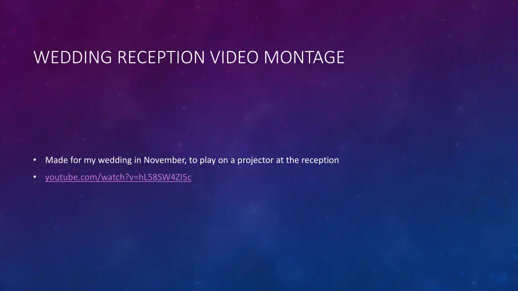 wedding reception video montage