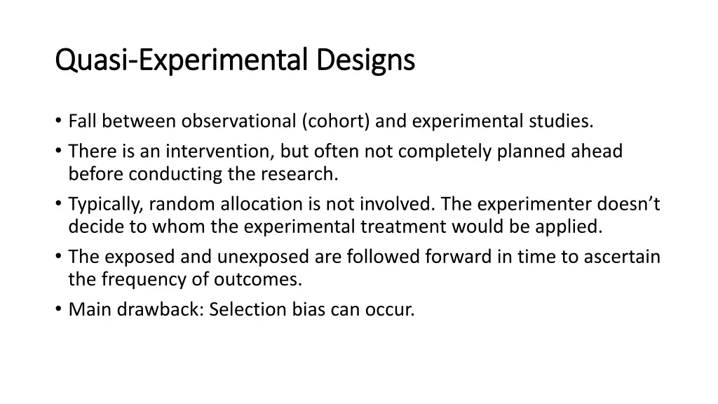 quasi quasi experimental designs experimental