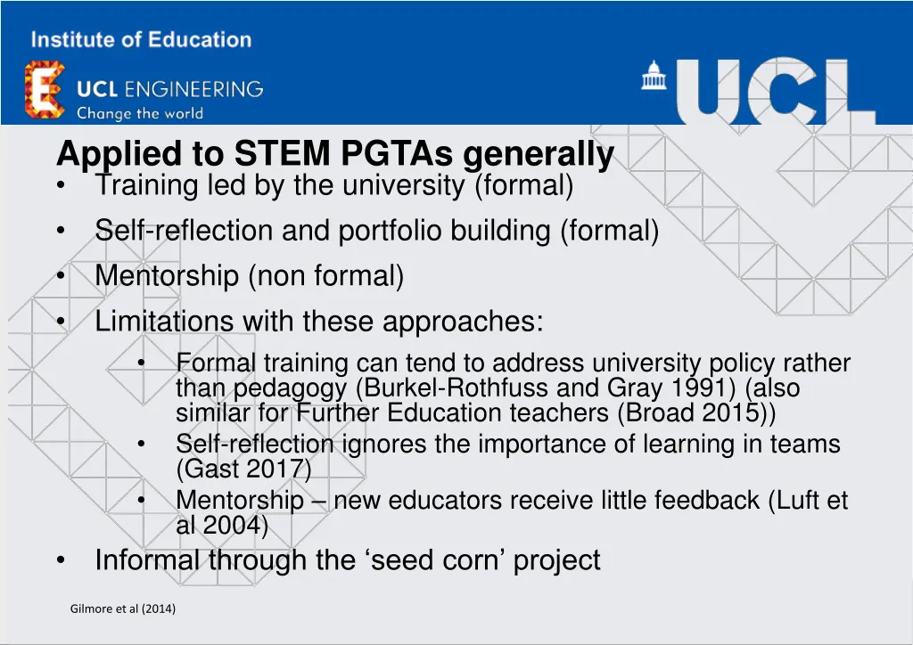 applied to stem pgtas generally training
