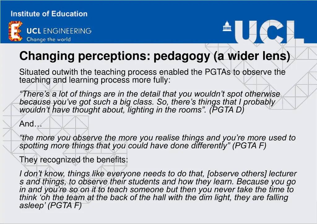 changing perceptions pedagogy a wider lens