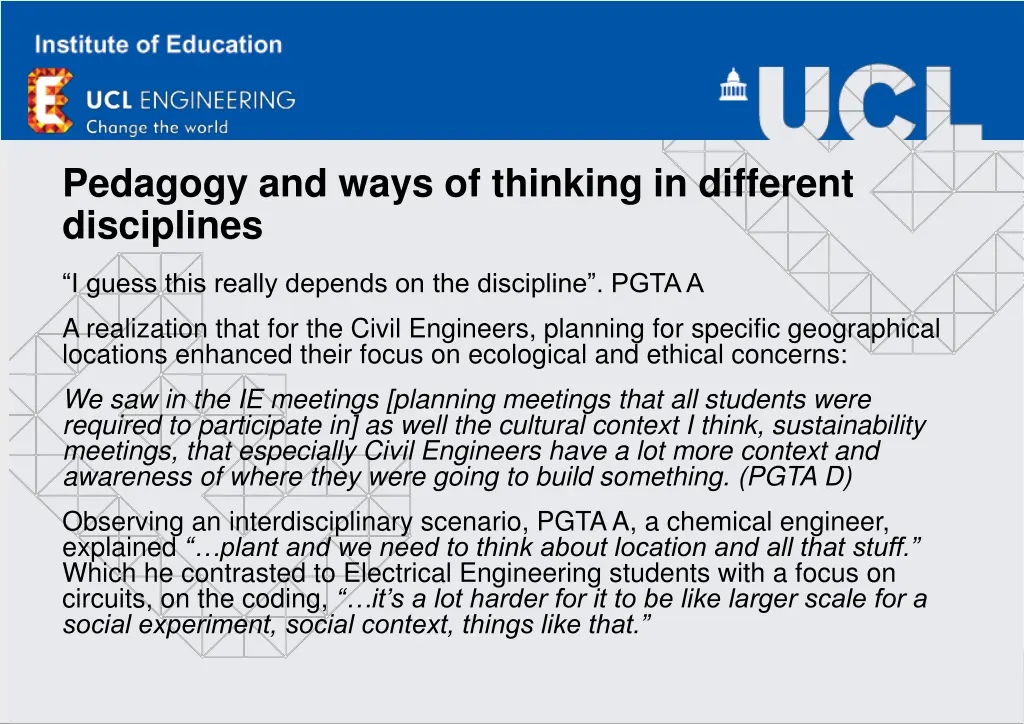 pedagogy and ways of thinking in different