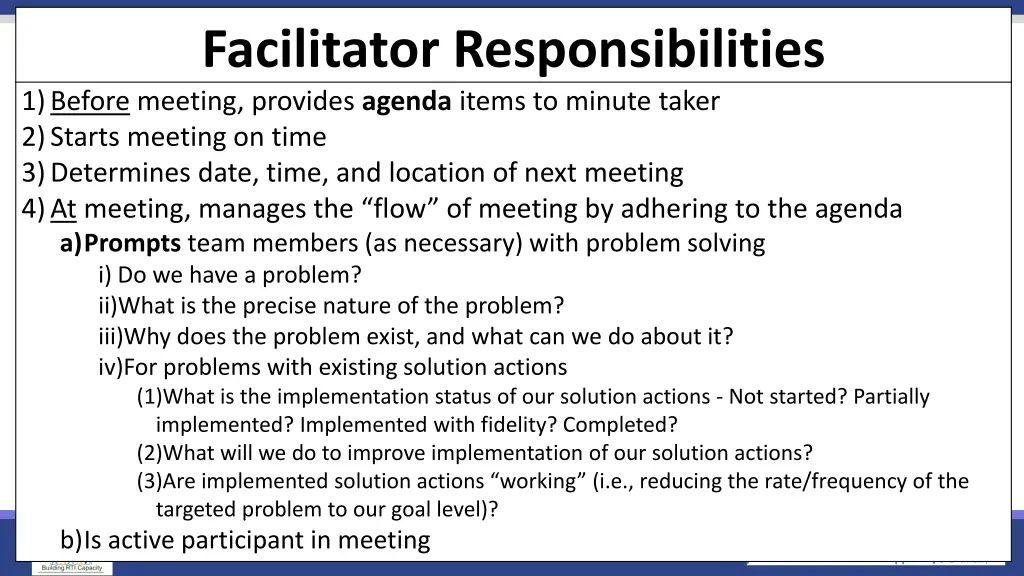 facilitator responsibilities 1 before meeting