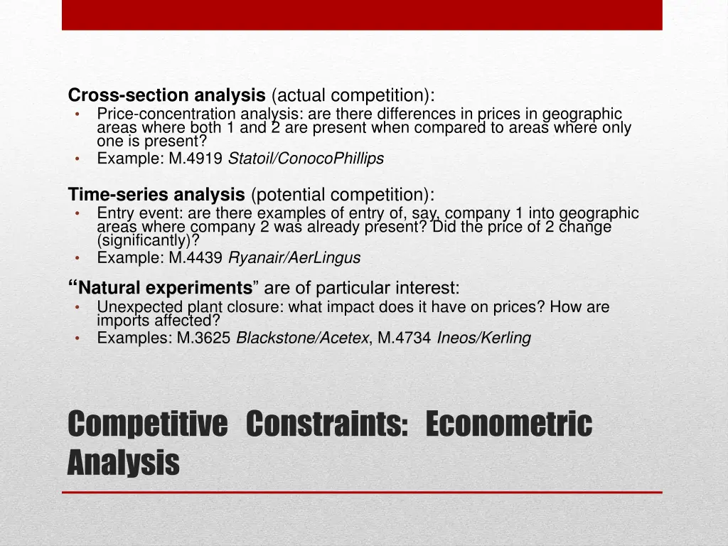 cross section analysis actual competition price