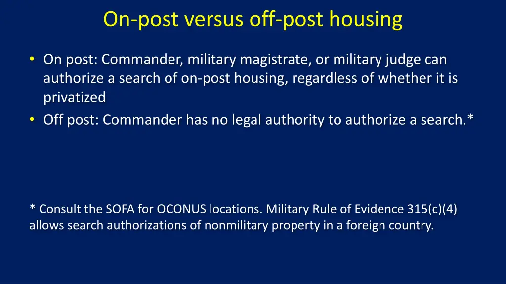 on post versus off post housing