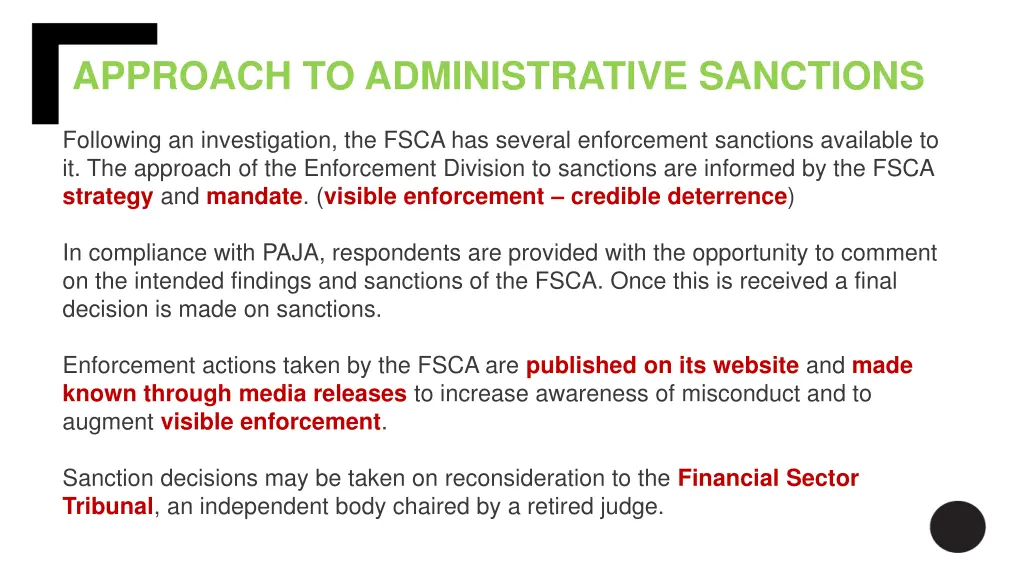 approach to administrative sanctions