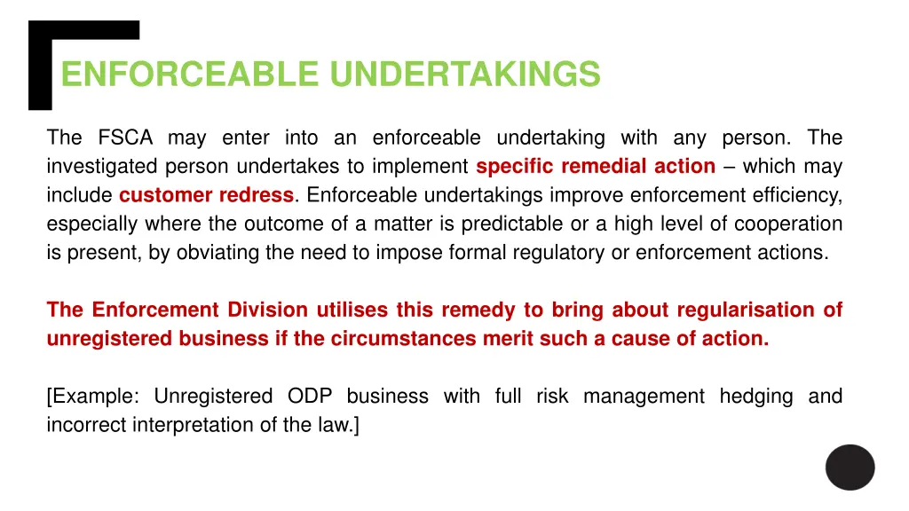 enforceable undertakings