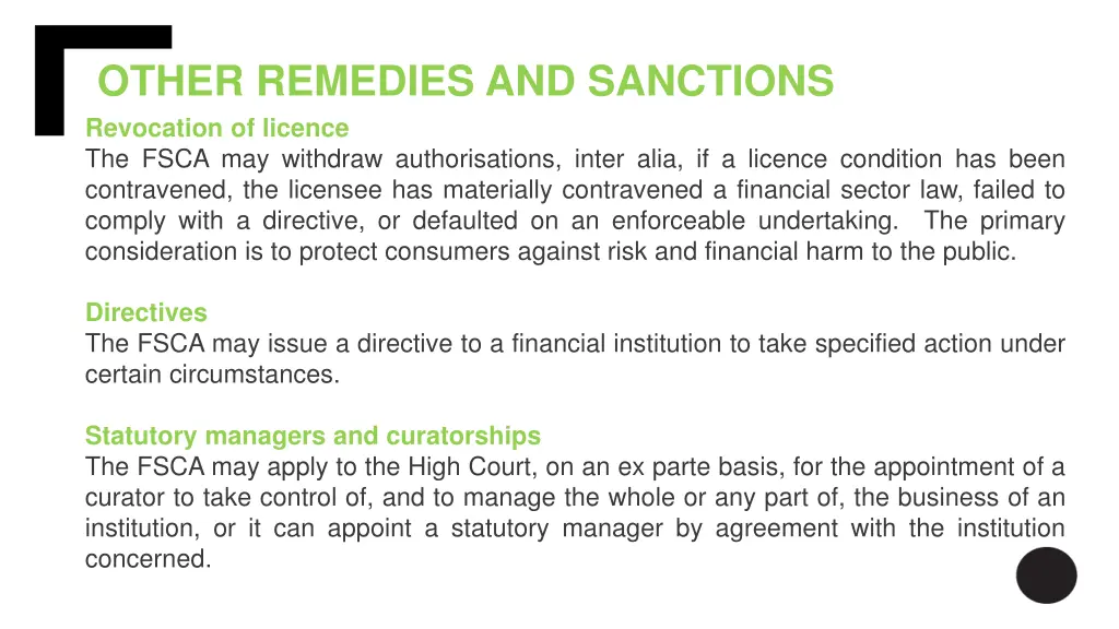 other remedies and sanctions revocation