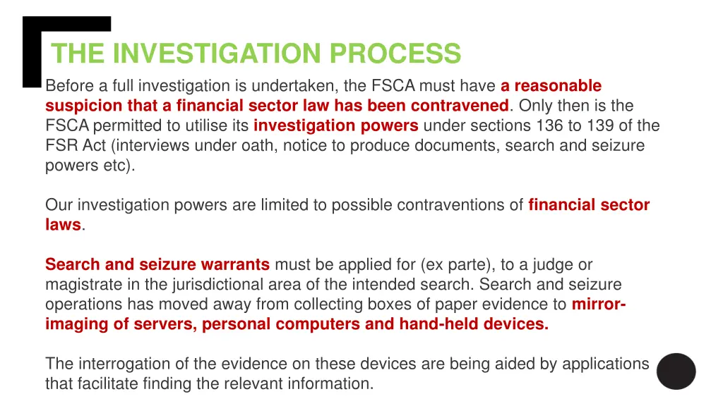 the investigation process before a full