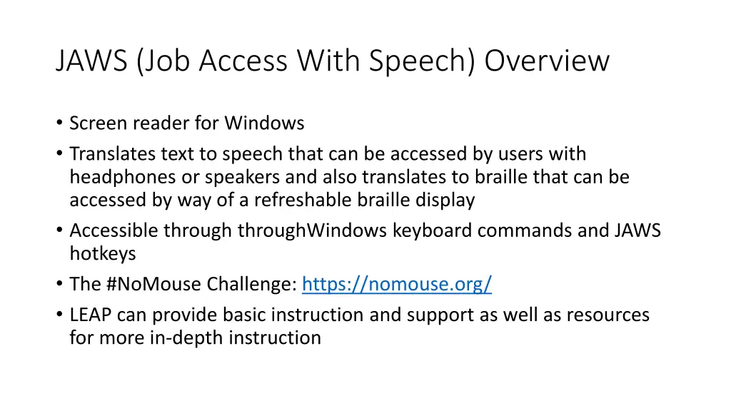 jaws job access with speech overview