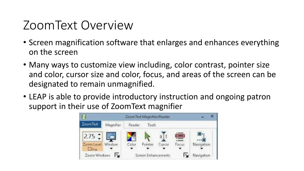 zoomtext overview screen magnification software