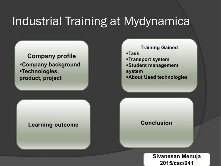 industrial training at mydynamica