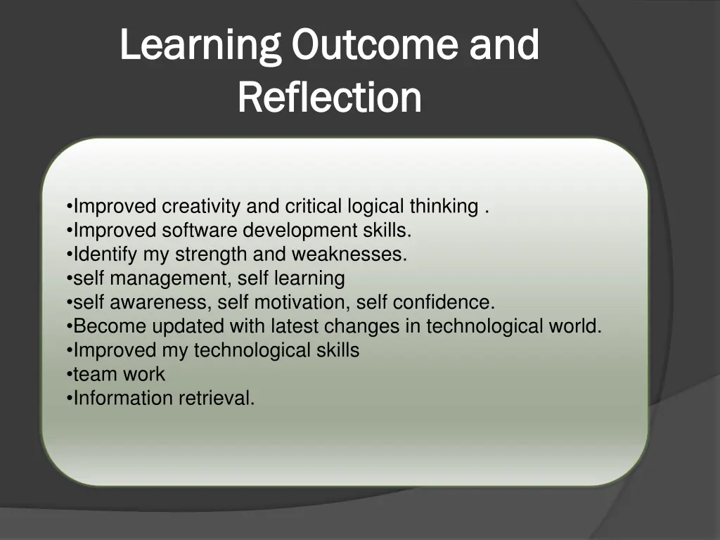 learning outcome and learning outcome