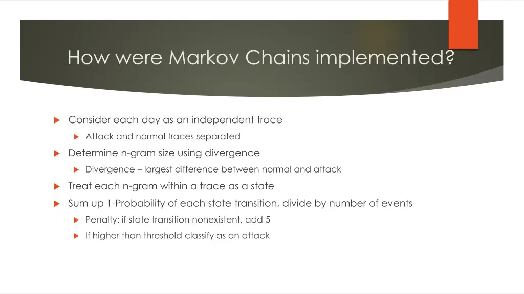 how were markov chains implemented
