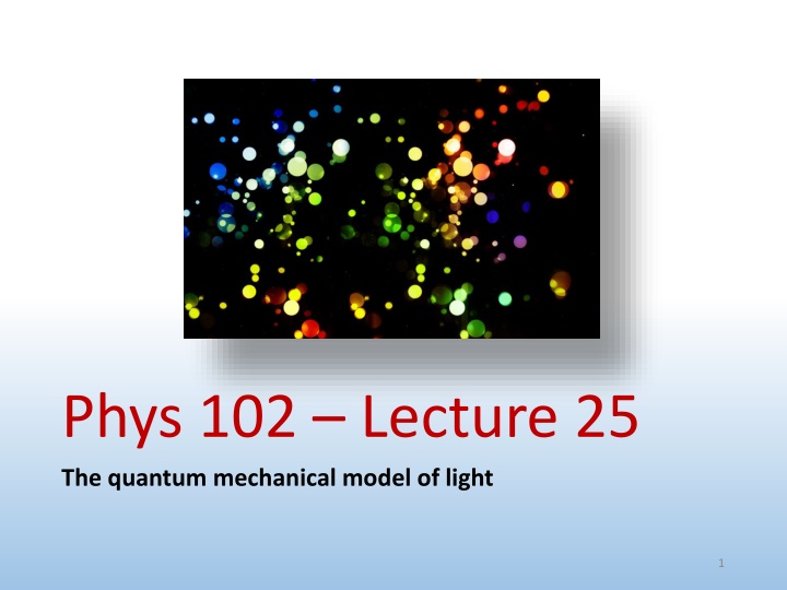 phys 102 lecture 25 the quantum mechanical model