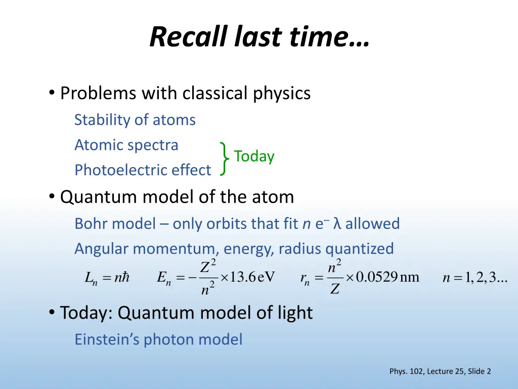 recall last time