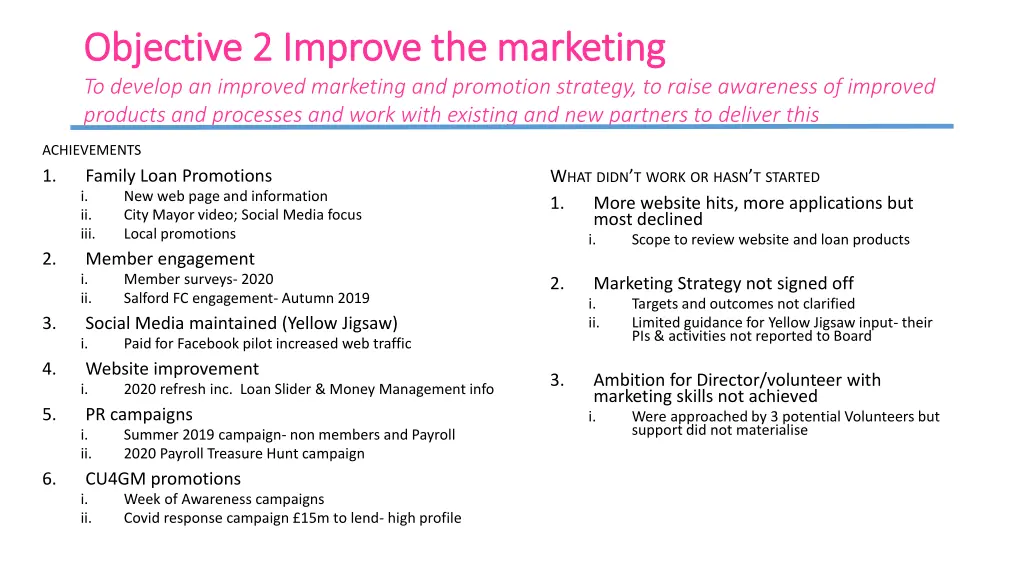 objective objective 2 2 improve the marketing
