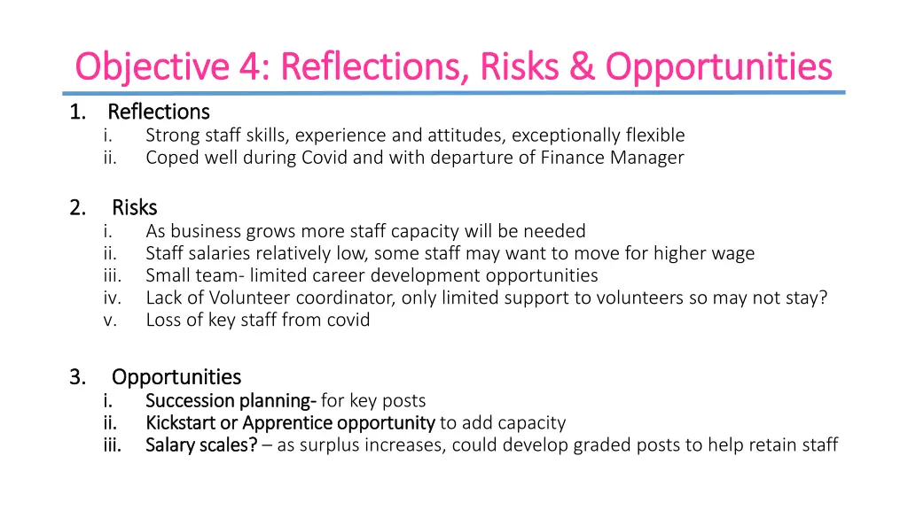 objective objective 4 reflections risks