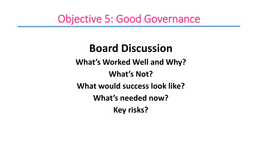 objective objective 5 good governance 5 good 1