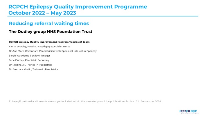 rcpch epilepsy quality improvement programme