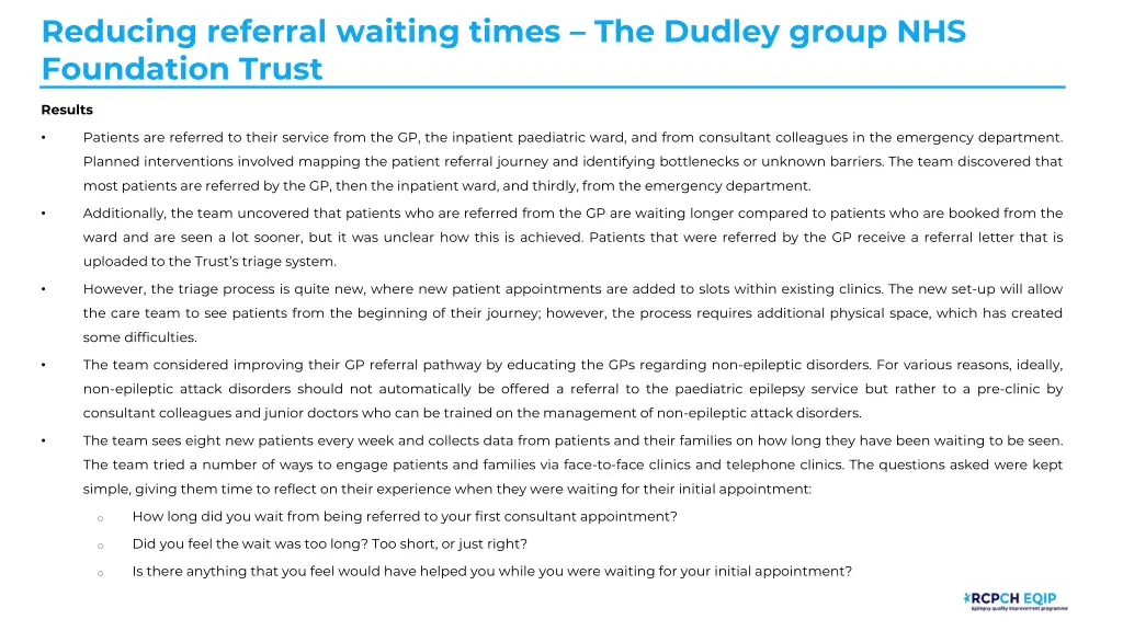 reducing referral waiting times the dudley group 5