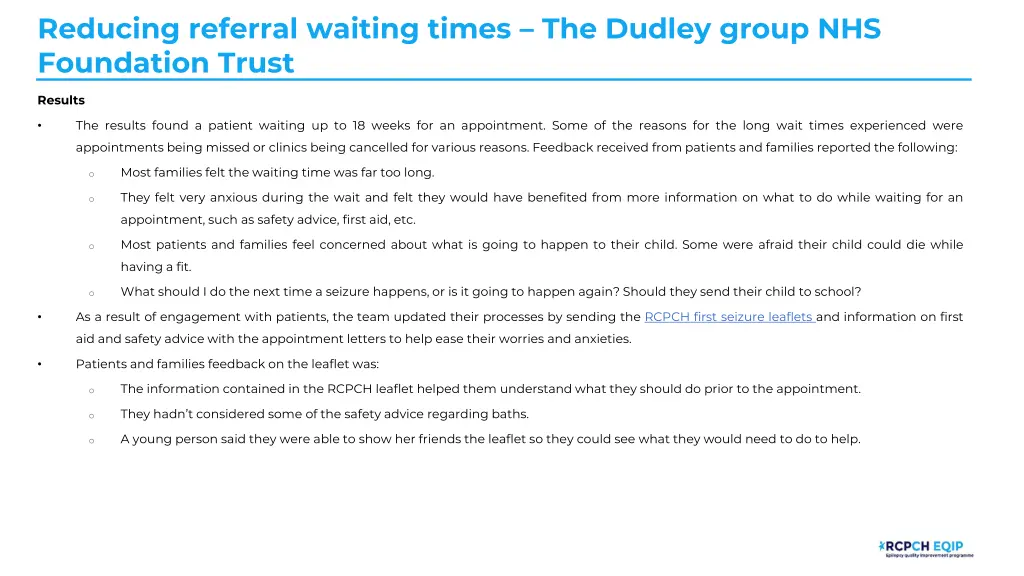 reducing referral waiting times the dudley group 6