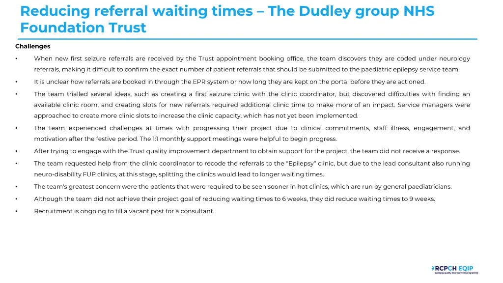 reducing referral waiting times the dudley group 8