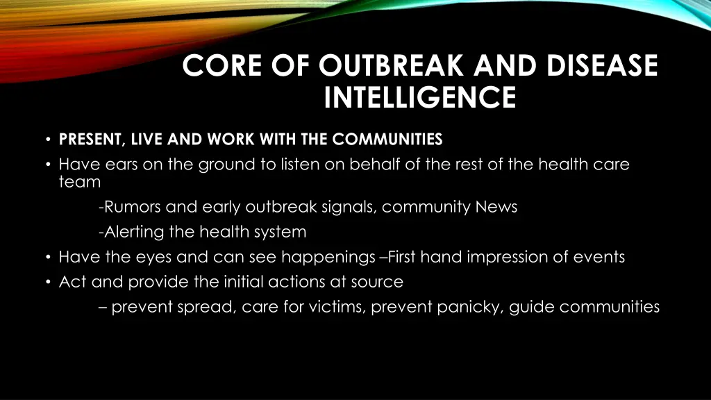core of outbreak and disease intelligence