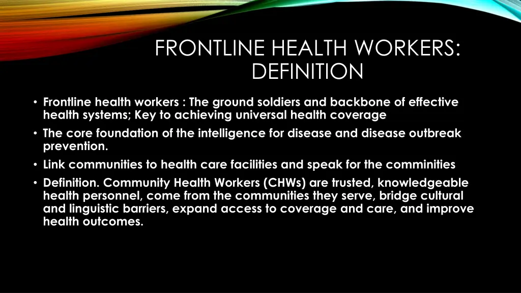 frontline health workers definition